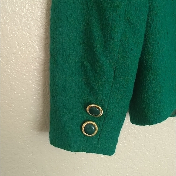 Vintage Valentino crop tweed one button 3/4 sleeve wool blend blazer sz 6 - Picture 8 of 11